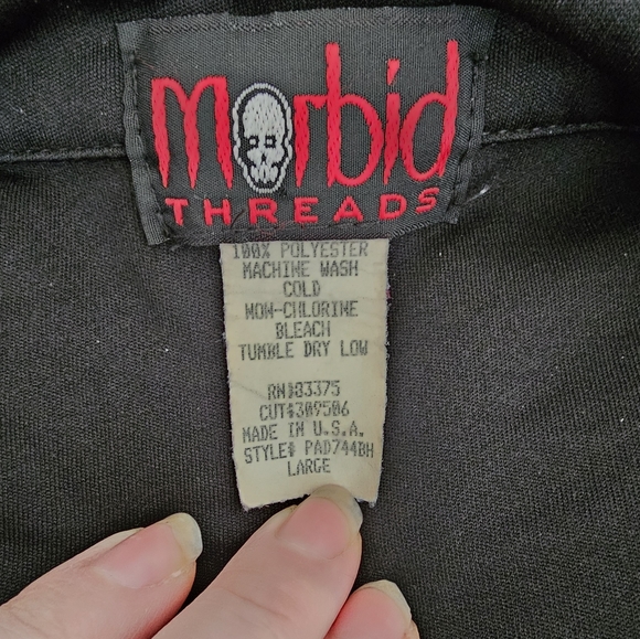 EUC 90s RARE Men's Morbid Threads Button Up Shirt With Playing Card Buttons L - Picture 2 of 6